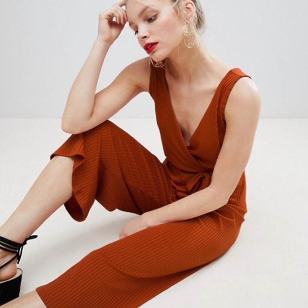 ASOS New Look Ribbed Culotte Jumpsuit